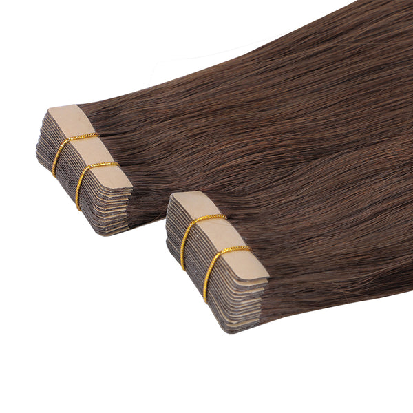 YOULUCK Medium Brown Tape In Human Hair Extensions