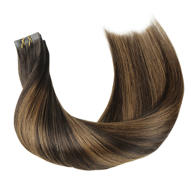 YOULUCK Chestnut Ombre Tape In Human Hair Extensions