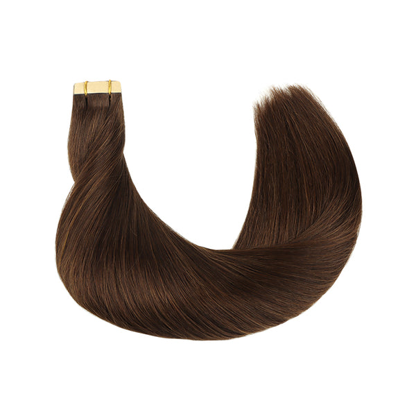 YOULUCK Medium Brown Tape In Human Hair Extensions