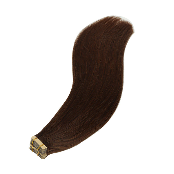 YOULUCK Medium Brown Tape In Human Hair Extensions