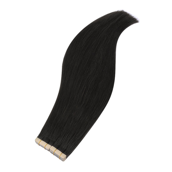 YOULUCK Natural Black Tape In Human Hair Extensions