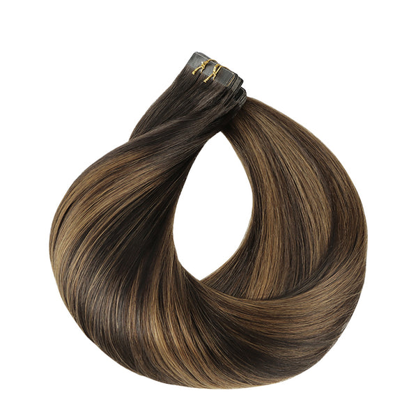 YOULUCK Chestnut Ombre Tape In Human Hair Extensions