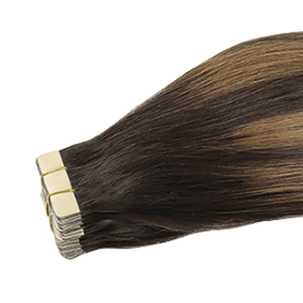 YOULUCK Chestnut Ombre Tape In Human Hair Extensions